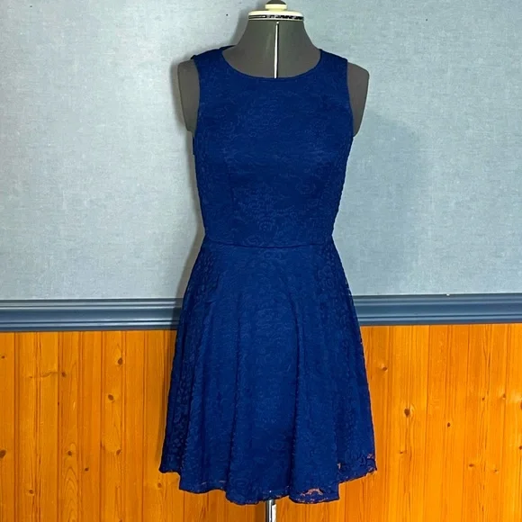City Triangles Dresses | Royal Blue Lace Skater Dress Size Xs | Color: Blue | Size: Xs | Kellymoer11's Closet